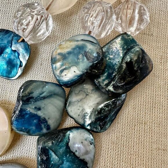 Chico's Luisa blue abalone multi strand statement necklace - Picture 8 of 13